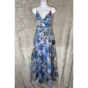 Lulus Enchanting Entrance Blue Floral Prom Dress Size Sm Maxi Hoco Fairy NWT